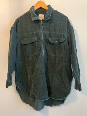 aerie OFFLINE Corduroy Oversized Shacket in Faded Green